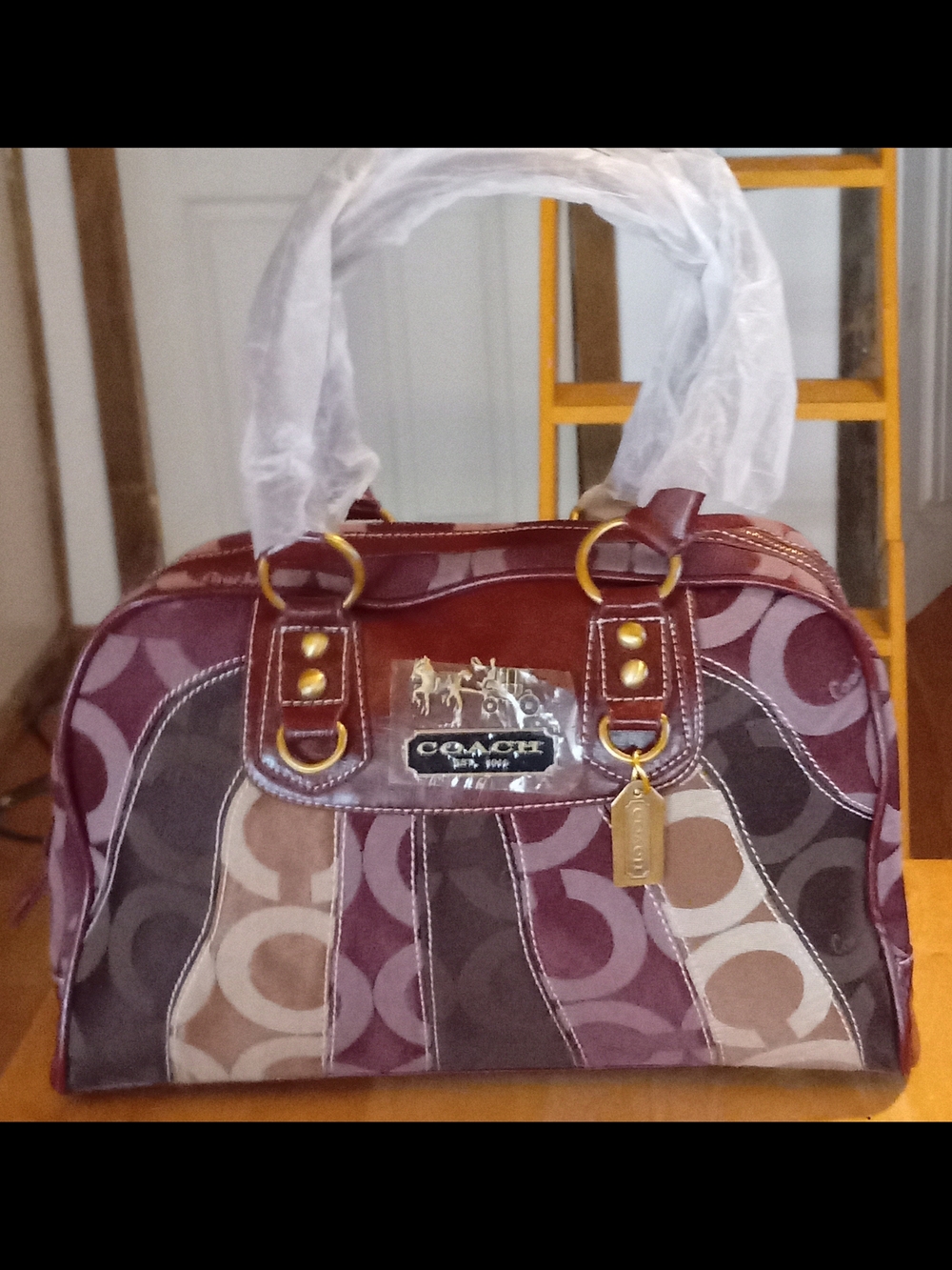 Coach Burgundy Multi Signature Dome Satchel